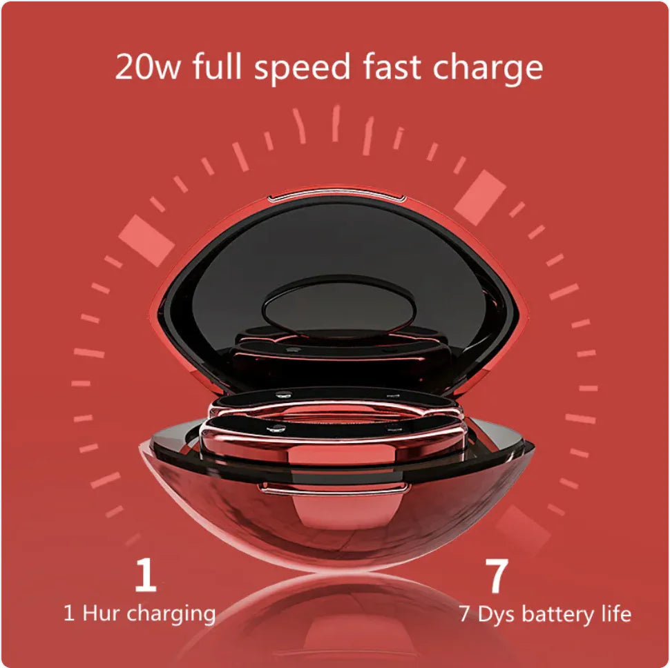 The Eye-Enhancing Beauty Tool in its casing, highlighting its fast-charging feature