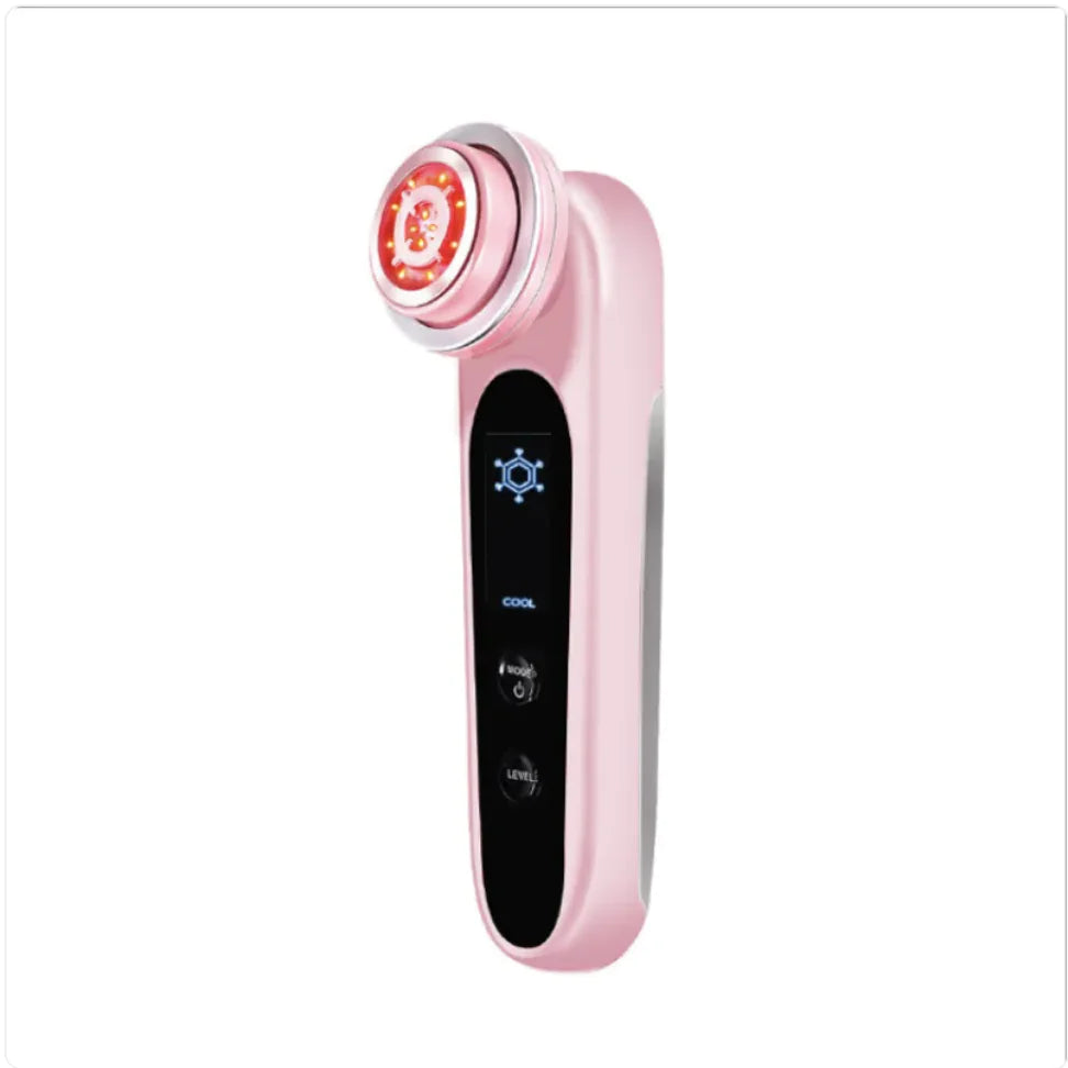 The pink EMS Microcurrent Beauty Device displayed on a clean white background